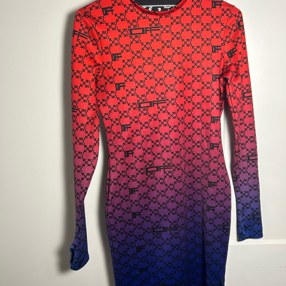 OFF-WHITE Red and Blue Gradient Dress